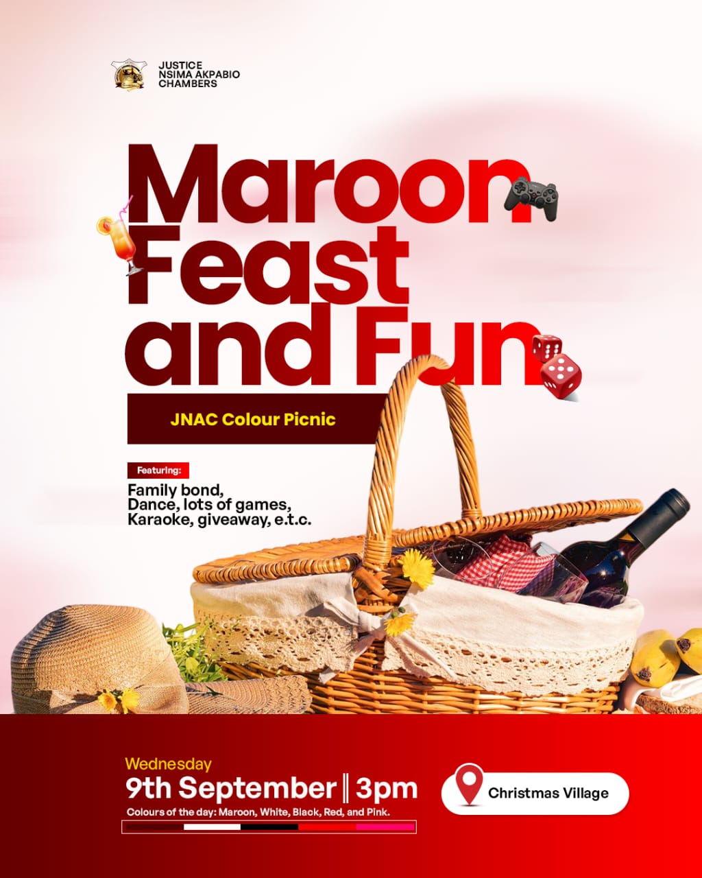 Maroon Feast and Fun — JNAC Colour Picnic flyer
